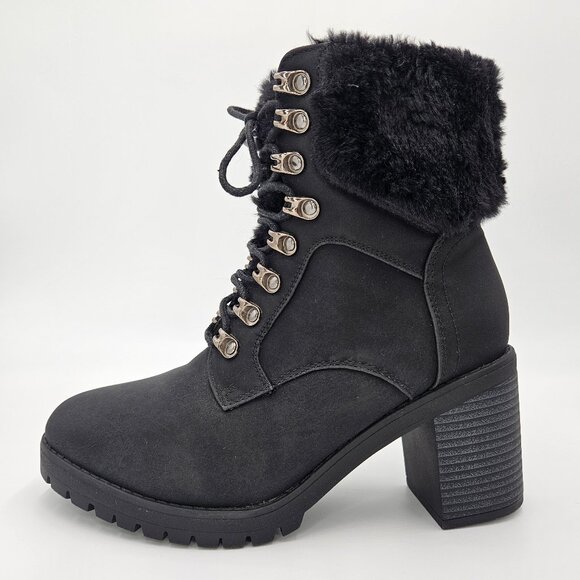 Olivia & Kate Ryder Womens Boot Winter Ankle Heels Lace Up Black Size 8.5 - Picture 6 of 12